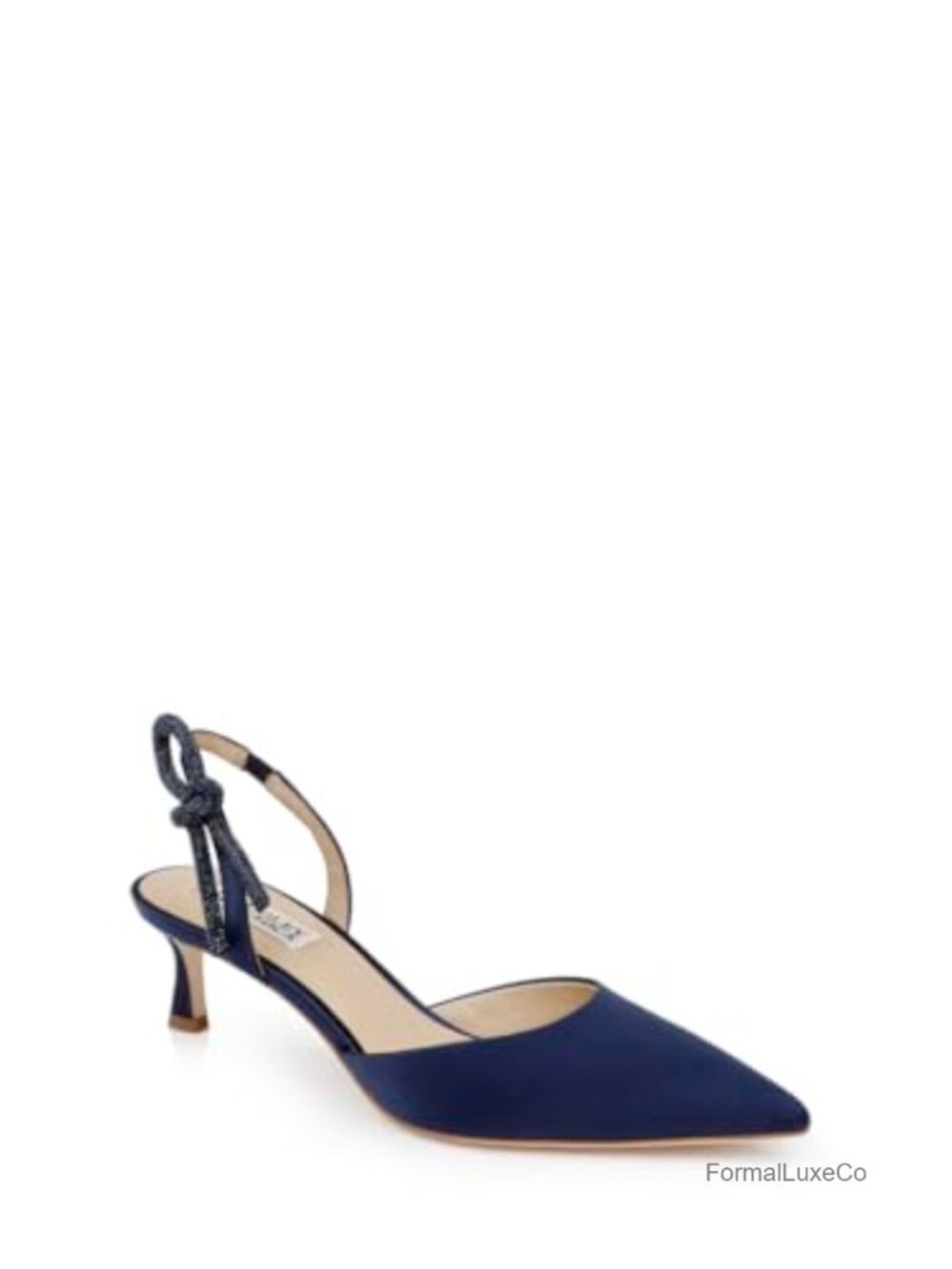 Silk Kitten Heel Pumps with Stone Bow - Wedding Party Shoes